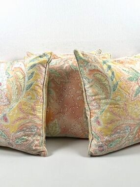 Ralph Lauren Jamaica Paisley Coral 18" Pillow Inv Zipper Cotton Cover Goose Down